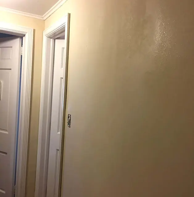 Cut-in at doors and base — Finished hall wall and casing